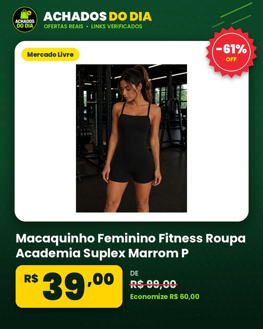 Macaquinho Feminino Fitness Roupa Academia Suplex Marrom P