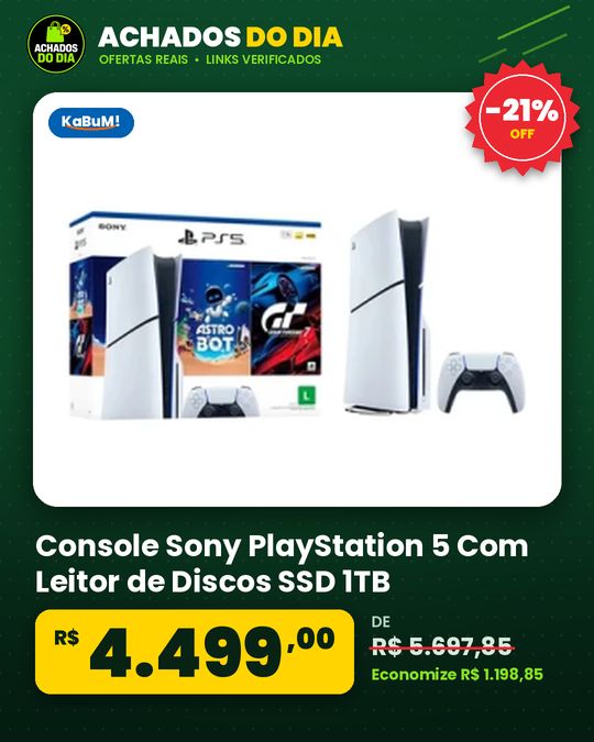 Console Sony PlayStation 5 Com Leitor de Discos SSD 1TB Controle Sem Fio DualSense + 2 Jogos