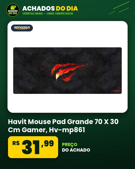 Havit Mouse Pad Grande 70 X 30 Cm Gamer, Hv-mp861, Movimento Suave E Preciso, Costurado, Preto