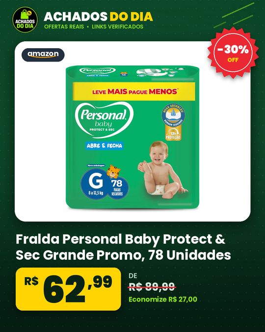 Fralda Personal Baby Protect & Sec Grande Promo - 78 Unidades