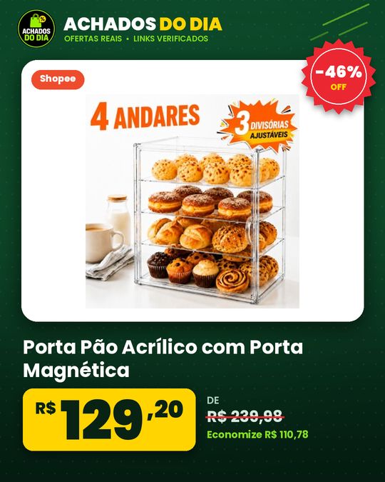 Porta Pão Acrílico com Porta Magnética