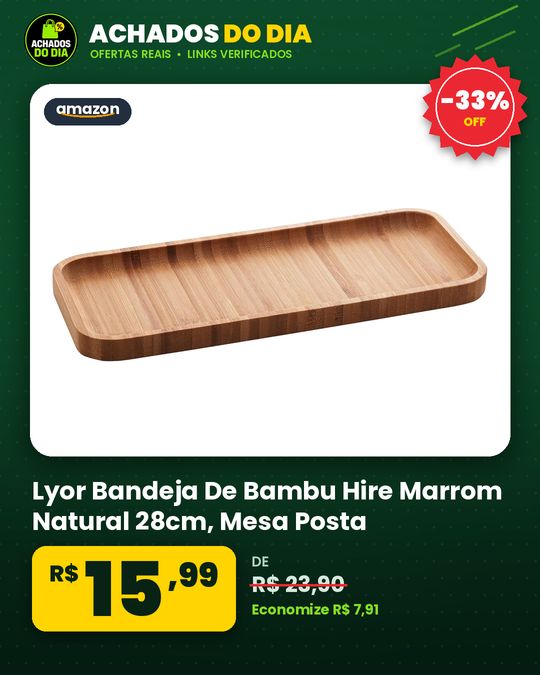 Lyor Bandeja De Bambu Hire Marrom Natural 28cm, Mesa Posta, Organização, Utensílios De Cozinha, Enxoval