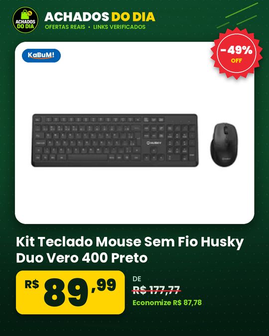 Kit Teclado Mouse Sem Fio Husky Duo Vero 400 Preto