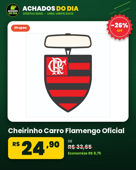 Cheirinho Carro Flamengo Oficial - Aromatizador Automotivo Perfume New Car | Kit com 4 8 ou 12