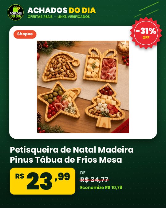 Petisqueira de Natal Madeira Pinus Tábua de Frios Mesa Posta Petiscos Gorro Presente Pinheiro Estrela