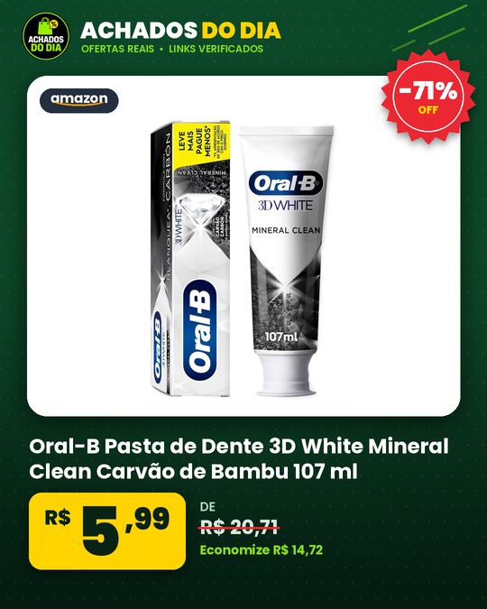Oral-B Pasta de Dente 3D White Mineral Clean Carvão de Bambu 107 ml