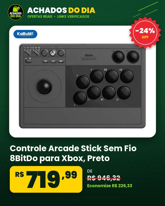 Controle Arcade Stick Sem Fio 8BitDo para Xbox - Preto