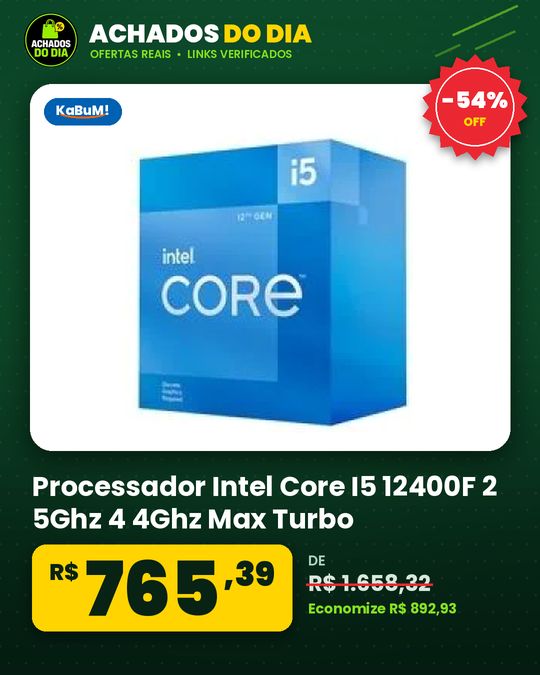 Processador Intel Core I5 12400F 2 5Ghz 4 4Ghz Max Turbo Cache 18 MB 6 Nucleos 12 Threa