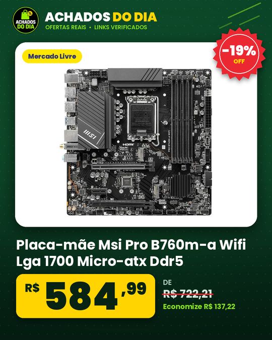 Placa-mãe Msi Pro B760m-a Wifi Lga 1700 Micro-atx Ddr5