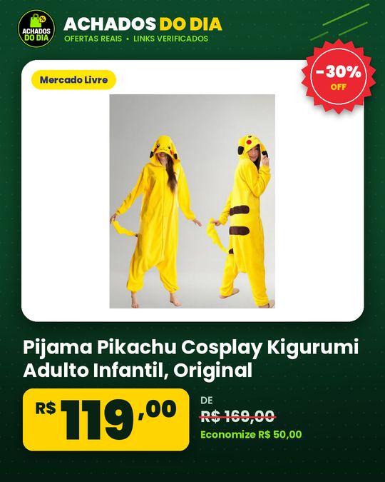 Pijama Pikachu Cosplay Kigurumi Adulto Infantil - Original