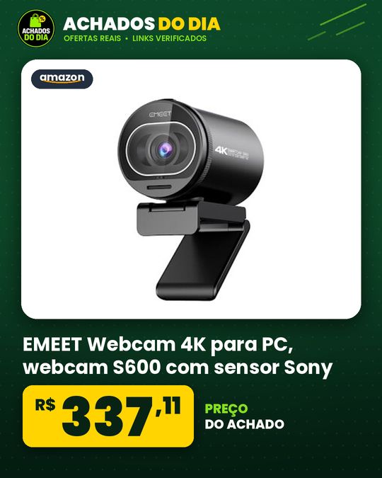 EMEET Webcam 4K para PC, webcam S600 com sensor Sony, 2 microfones de redução de ruído, FOV de 65° a 88°