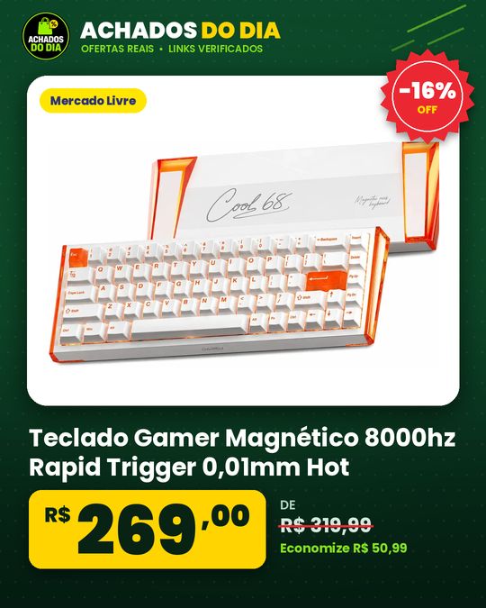 Teclado Gamer Magnético 8000hz Rapid Trigger 0,01mm Hot Swap Switch Shadow Blade Cool68 Led Rgb Dareu Blazing Orange
