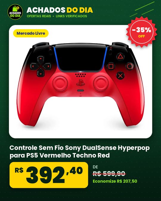 Controle Sem Fio Sony DualSense Hyperpop para PS5 Vermelho Techno Red