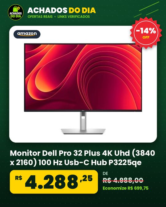 Monitor Dell Pro 32 Plus 4K Uhd (3840 x 2160) 100 Hz Usb-C Hub P3225qe