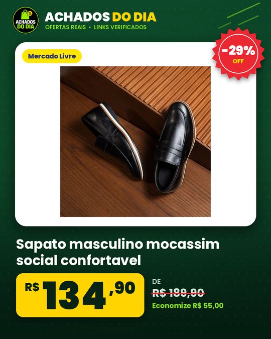 Sapato masculino mocassim social confortavel
