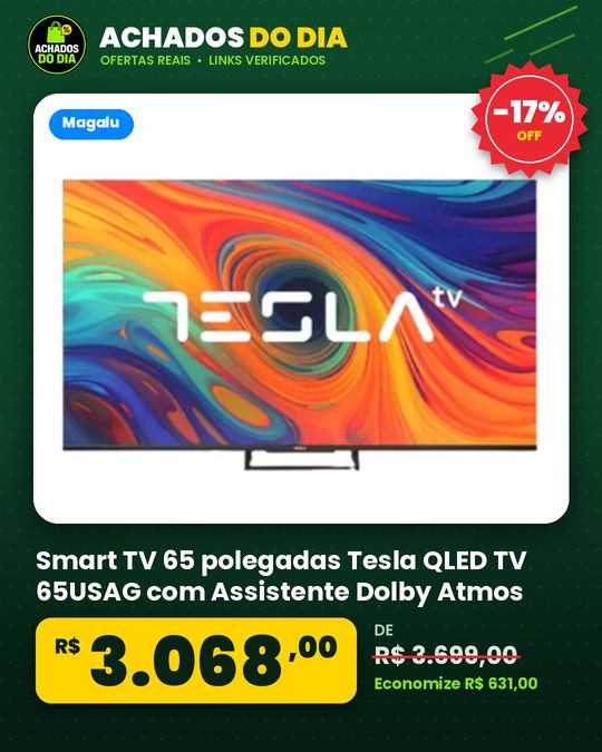 Smart TV 65 polegadas Tesla QLED TV 65USAG com Assistente Dolby Atmos