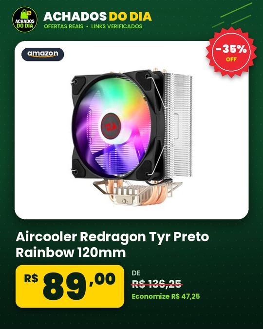 Aircooler Redragon Tyr Preto Rainbow 120mm