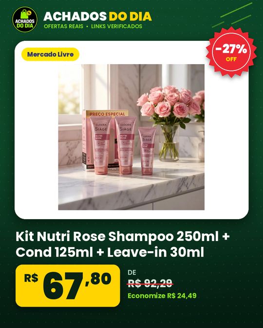 Kit Nutri Rose Shampoo 250ml + Cond 125ml + Leave-in 30ml