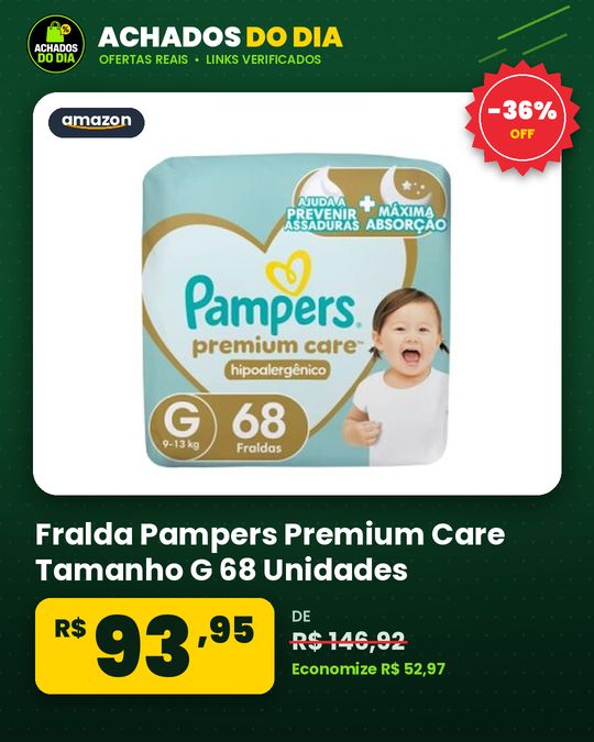 Fralda Pampers Premium Care Tamanho G 68 Unidades