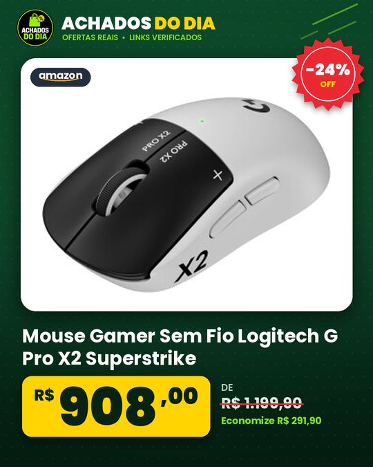Mouse Gamer Sem Fio Logitech G Pro X2 Superstrike Lightspeed Ultraleve (61 g) Usb-C