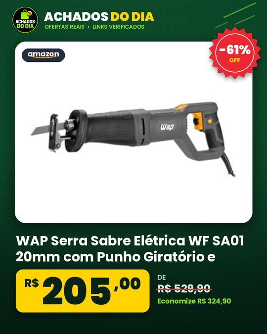 WAP Serra Sabre Elétrica WF SA01 20mm com Punho Giratório e Ajuste de Velocidade 2800gpm 1200W 127V
