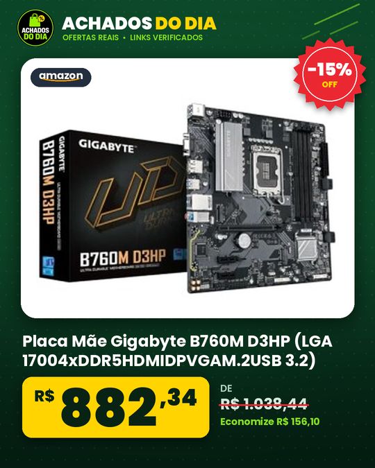 Placa Mãe Gigabyte B760M D3HP (LGA 17004xDDR5HDMIDPVGAM.2USB 3.2)