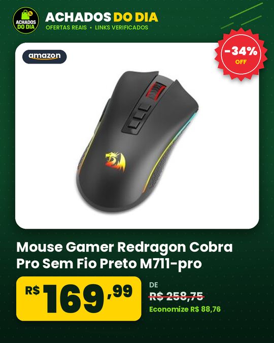 Mouse Gamer Redragon Cobra Pro Sem Fio Preto M711-pro