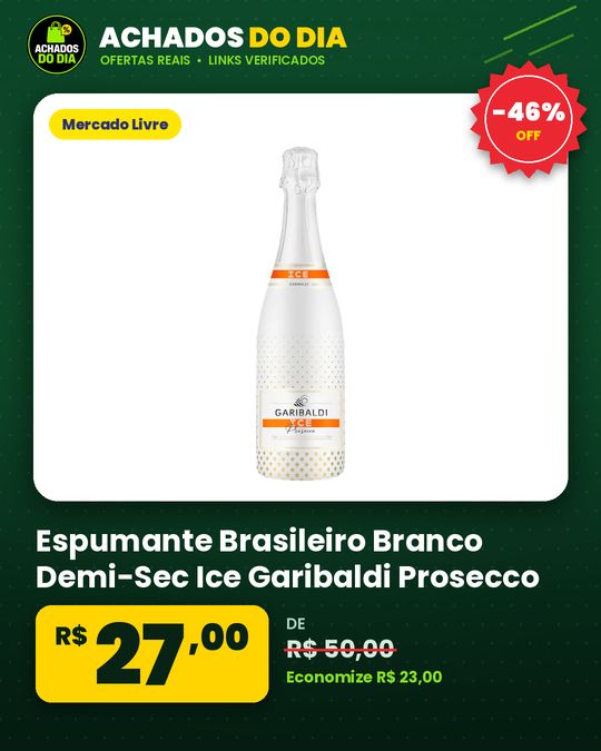 Espumante Brasileiro Branco Demi-Sec Ice Garibaldi Prosecco Serra Gaúcha Garrafa 750ml