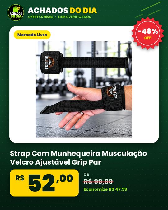 Strap Com Munhequeira Musculação Velcro Ajustável Grip Par