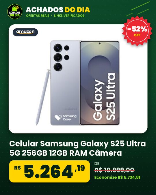 Celular Samsung Galaxy S25 Ultra 5G 256GB 12GB RAM Câmera Quádrupla de 200+50+10+50 Tela Grande de 6.9" Titânio