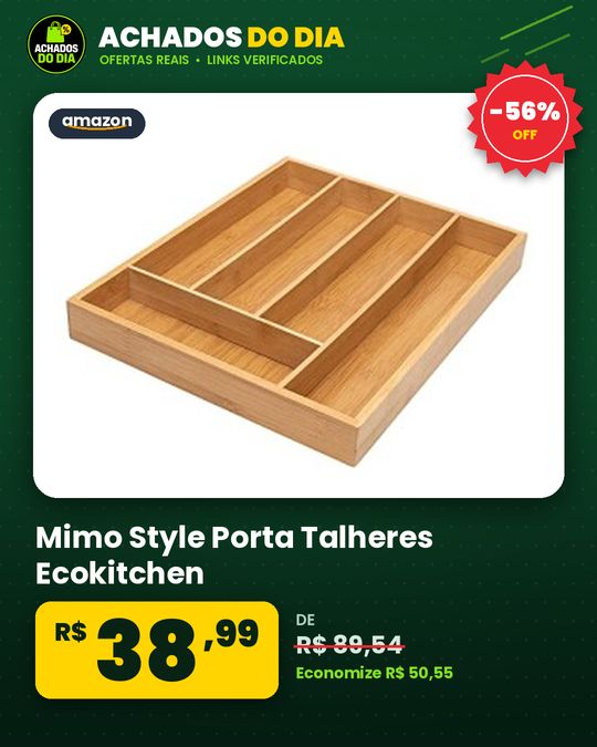 Mimo Style Porta Talheres Ecokitchen, Produzido em Bambu de Ótima Qualidade, Resistente