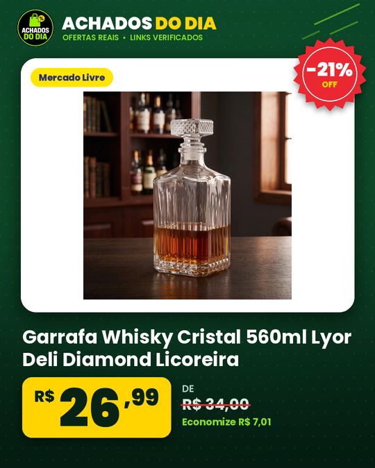 Garrafa Whisky Cristal 560ml Lyor Deli Diamond Licoreira