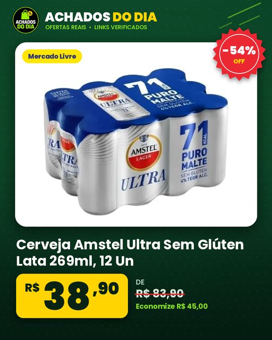 Cerveja Amstel Ultra Sem Glúten Lata 269ml - 12 Un