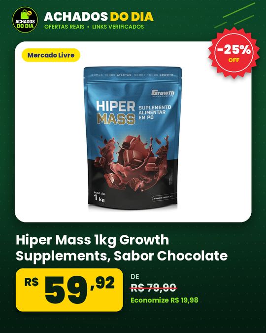 Hiper Mass 1kg Growth Supplements - Sabor Chocolate