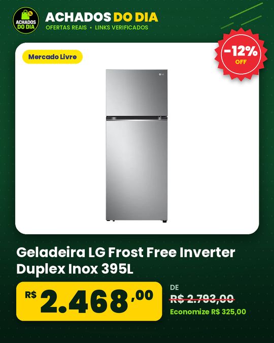 Geladeira LG Frost Free Inverter Duplex Inox 395L