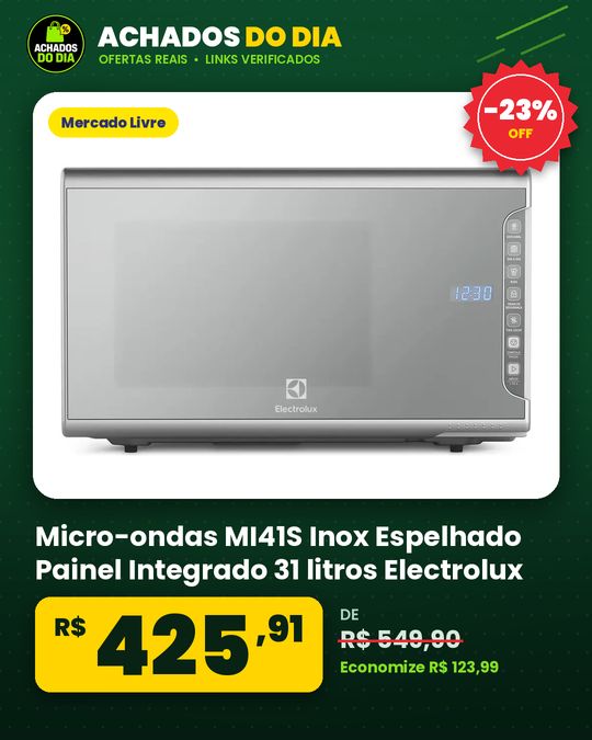 Micro-ondas MI41S Inox Espelhado Painel Integrado 31 litros Electrolux