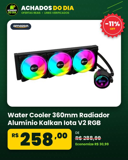 Water Cooler 360mm Radiador Alumínio Kalkan Iota V2 RGB Preto 2600 RPM KLK00069
