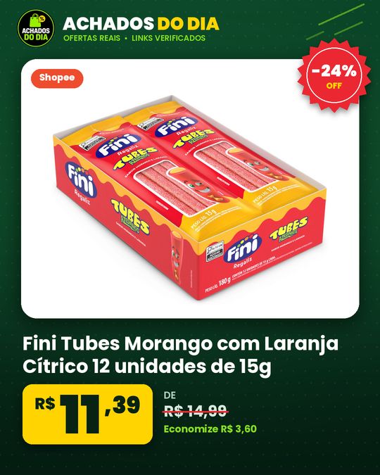 Fini Tubes Morango com Laranja Cítrico 12 unidades de 15g