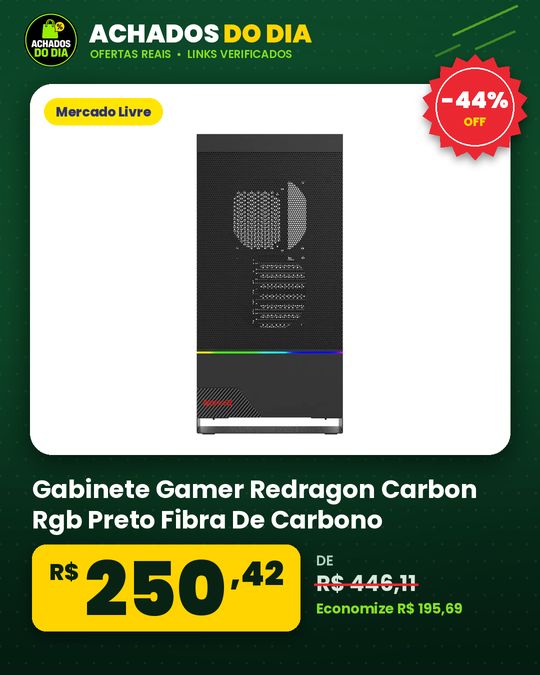 Gabinete Gamer Redragon Carbon Rgb Preto Fibra De Carbono