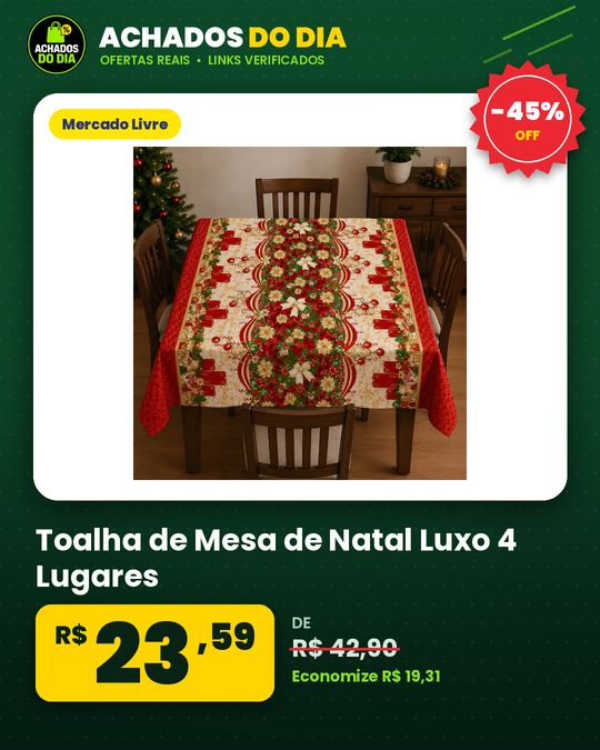 Toalha de Mesa de Natal Luxo 4 Lugares