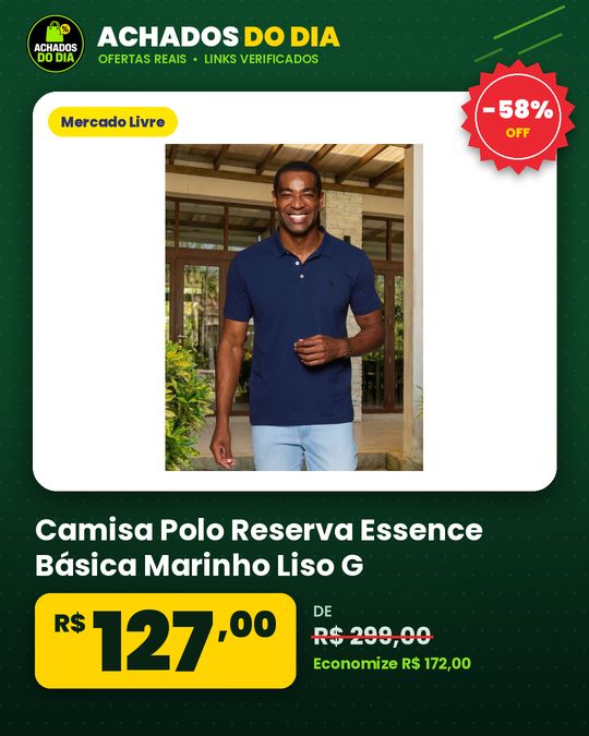 Camisa Polo Reserva Essence Básica Marinho Liso G