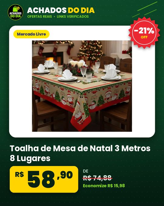 Toalha de Mesa de Natal 3 Metros 8 Lugares