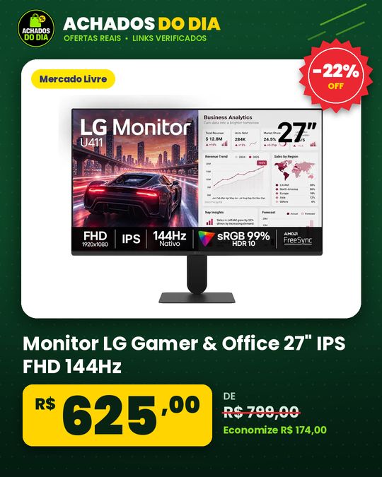 Monitor LG Gamer & Office 27" IPS FHD 144Hz