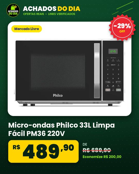 Micro-ondas Philco 33L Limpa Fácil PM36 220V