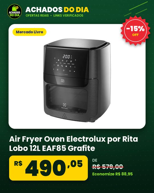 Air Fryer Oven Electrolux por Rita Lobo 12L EAF85 Grafite
