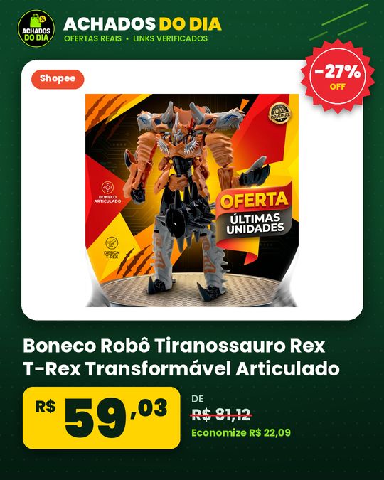 Boneco Robô Tiranossauro Rex T-Rex Transformável Articulado Plástico Toys & Toys - Sortido (1 Unidade)