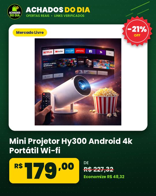 Mini Projetor Hy300 Android 4k Portátil Wi-fi