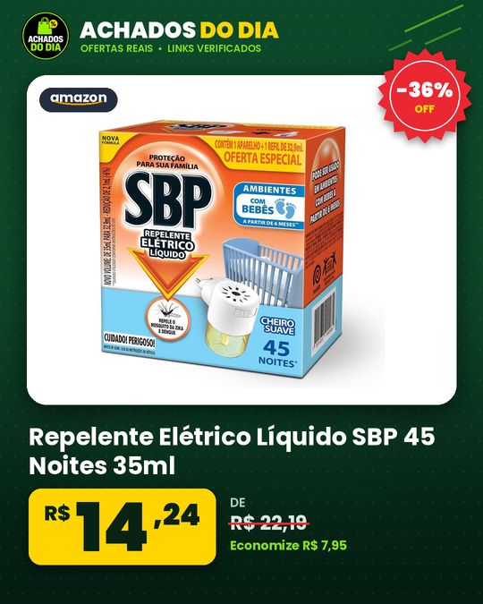 Repelente Elétrico Líquido SBP 45 Noites 35ml