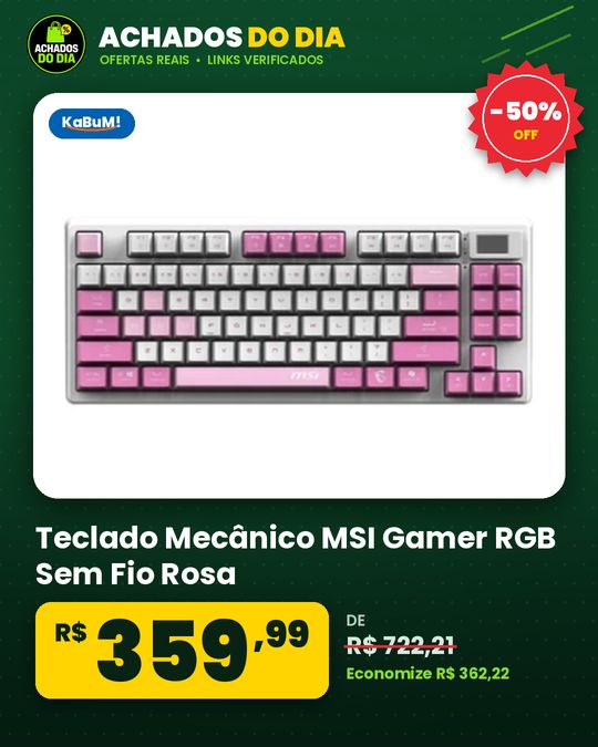 Teclado Mecânico MSI Gamer RGB Sem Fio Rosa
