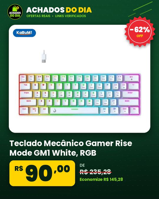 Teclado Mecânico Gamer Rise Mode GM1 White, RGB, Switch Outemu Brown